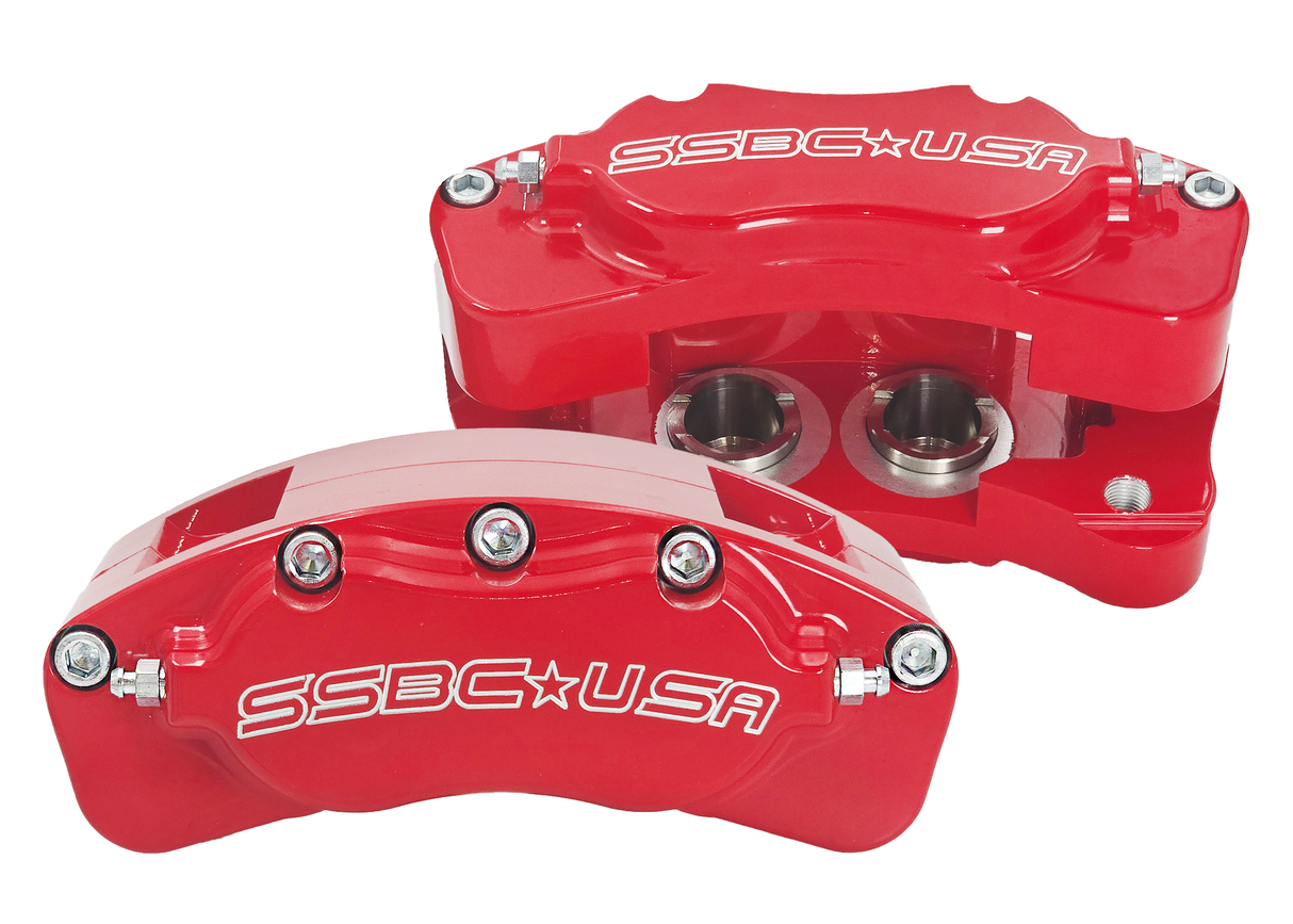 American Made B4-Brawler LT Direct Fit 4-Piston Billet Aluminum Rear Caliper Upgrade Kit. Red A415-11R