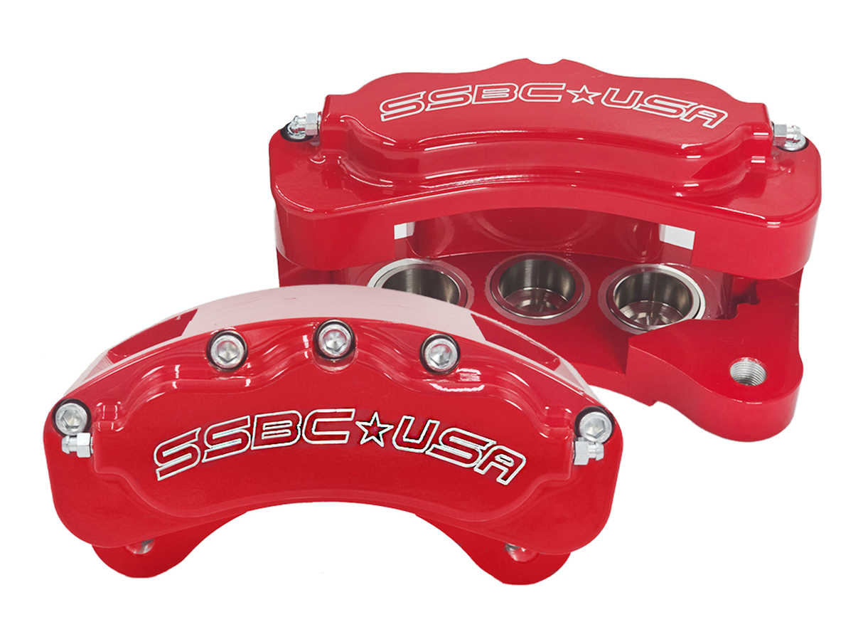 American Made B6-Brawler LT Direct Fit 6-Piston Billet Aluminum Front Caliper Disc Brake Kit w/DS Rotors. Red A415-30R-DS