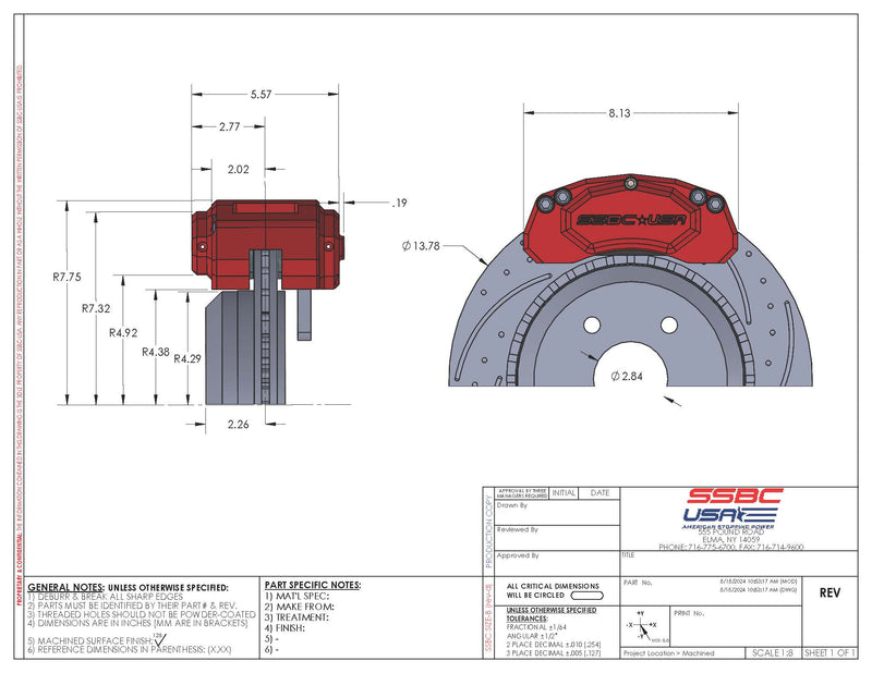 American Made M4-Moab 4-Piston Billet Aluminum Rear Disc Brake Kit W/DS Rotors. Red A434-11R-DS