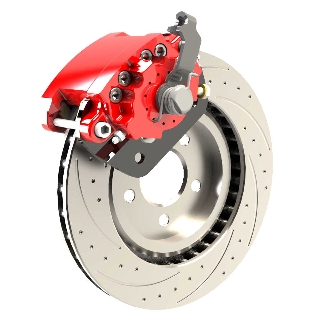American Made R1-Redline Billet Aluminum Direct Fit Rear Disc Brake Kit W/DS Rotors. Red A550-21R-DS