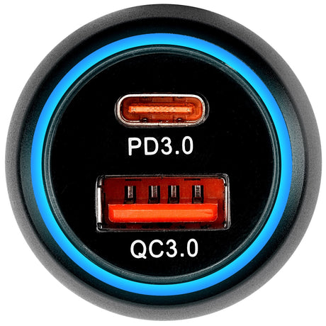 2 Ports USB-A+C Car Charger (AIQ-V12-UC-QC3) Audiopipe