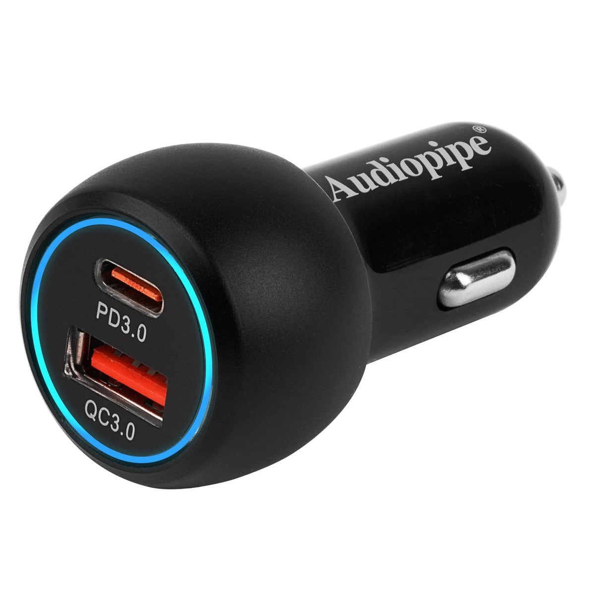 2 Ports USB-A+C Car Charger (AIQ-V12-UC-QC3) Audiopipe