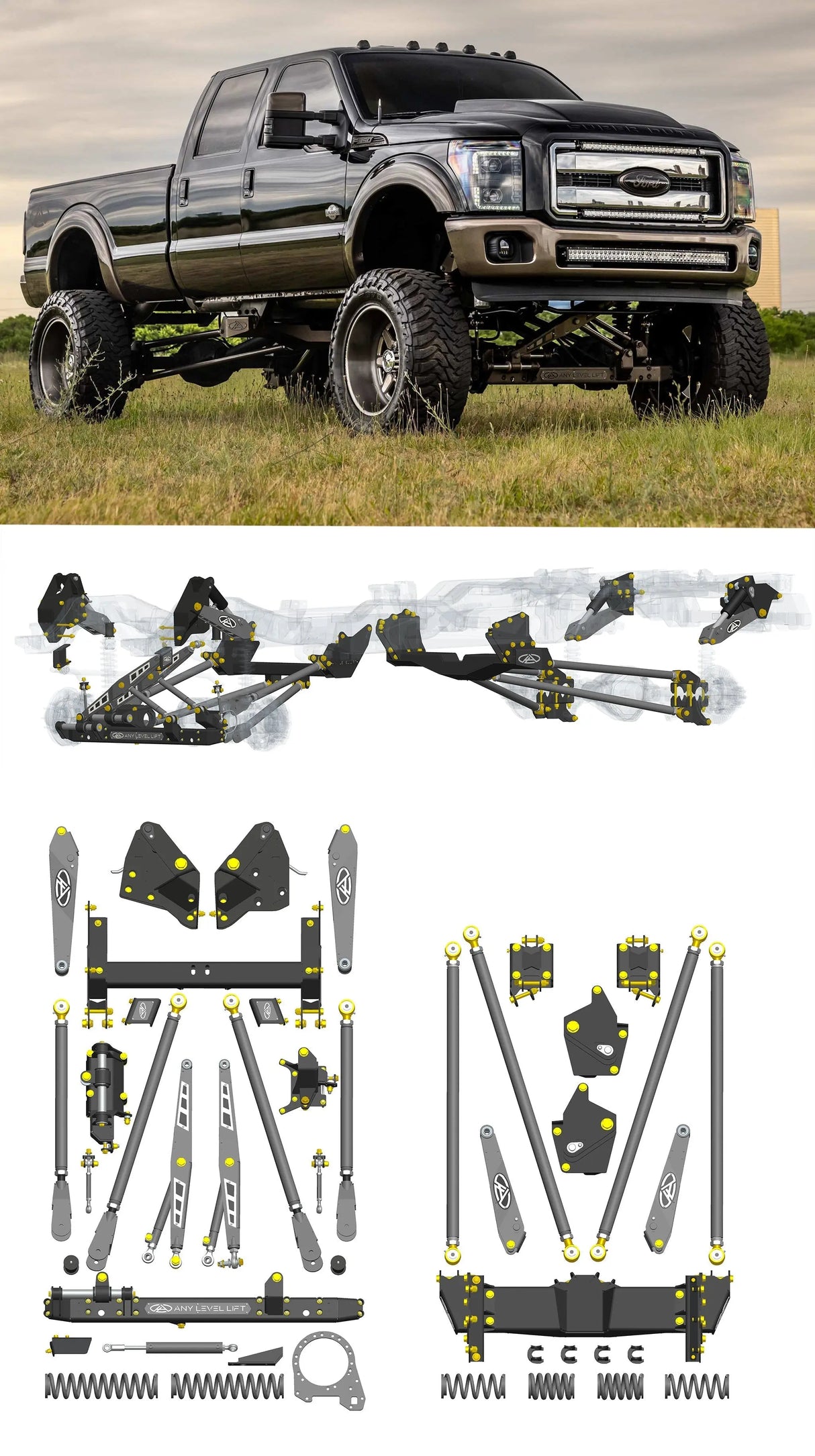 Any Level Lift - Base System, 0"-13": F-250/F-350, Single Rear Wheel (2011-2016) Any Level Lift