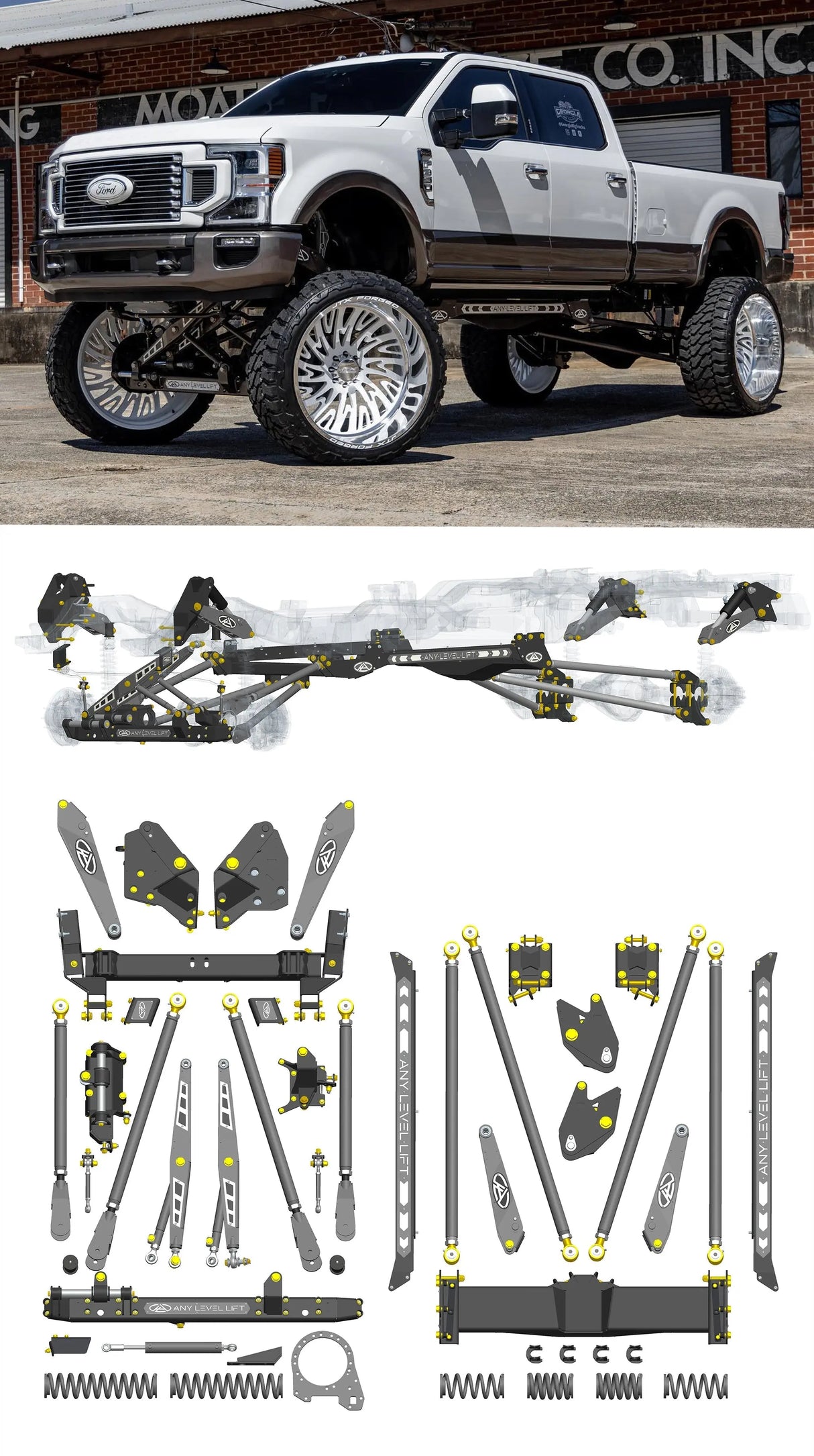 Any Level Lift - Base System, 0"-13": F-250/F-350, Single Rear Wheel (2017-2022) WHOLESALE Any Level Lift