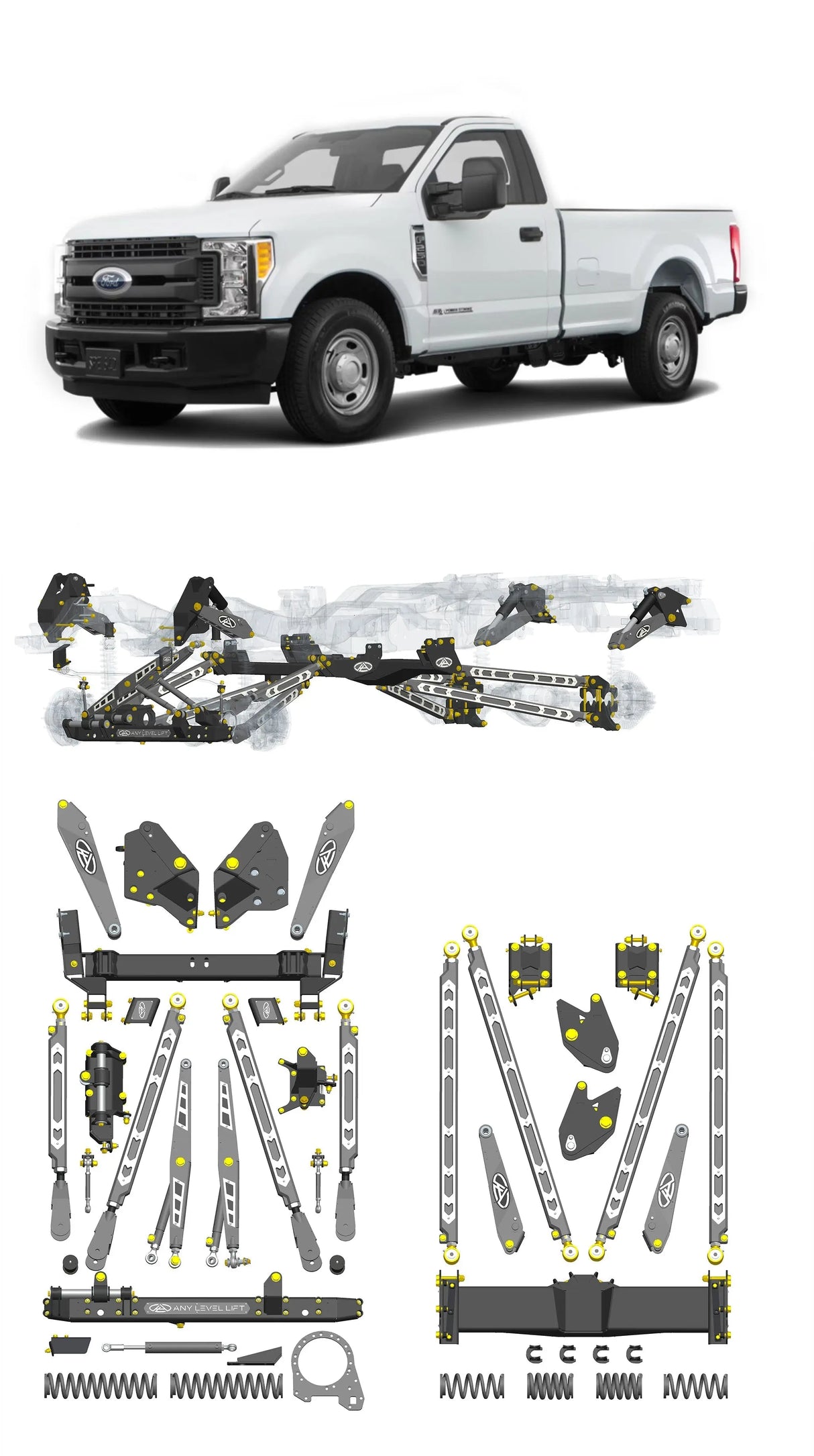 Any Level Lift - Base System, 0"-13": F-250/F-350, Single Rear Wheel (2017-2022) Any Level Lift
