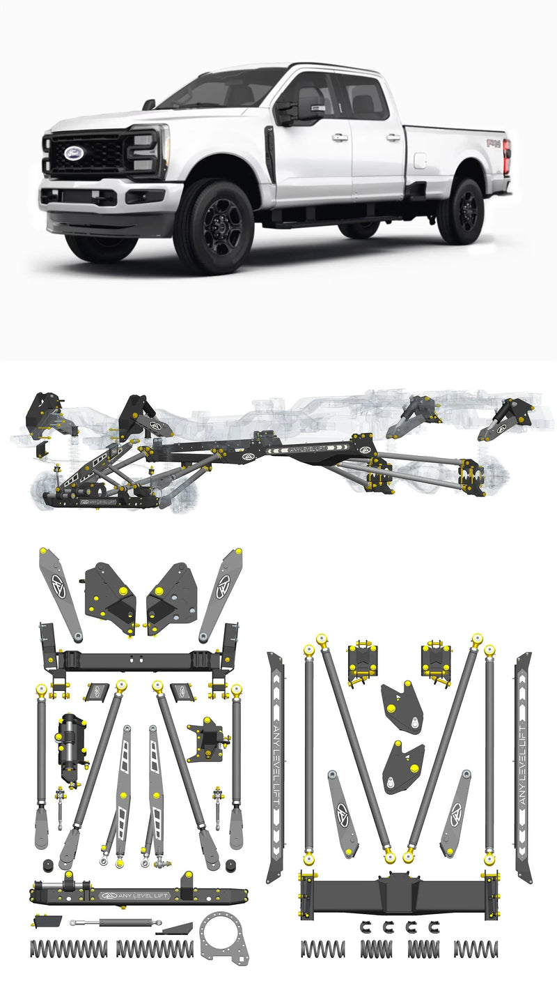 Any Level Lift - Base System, 0"-13": F-250/F-350, Single Rear Wheel (2023+) WHOLESALE Any Level Lift