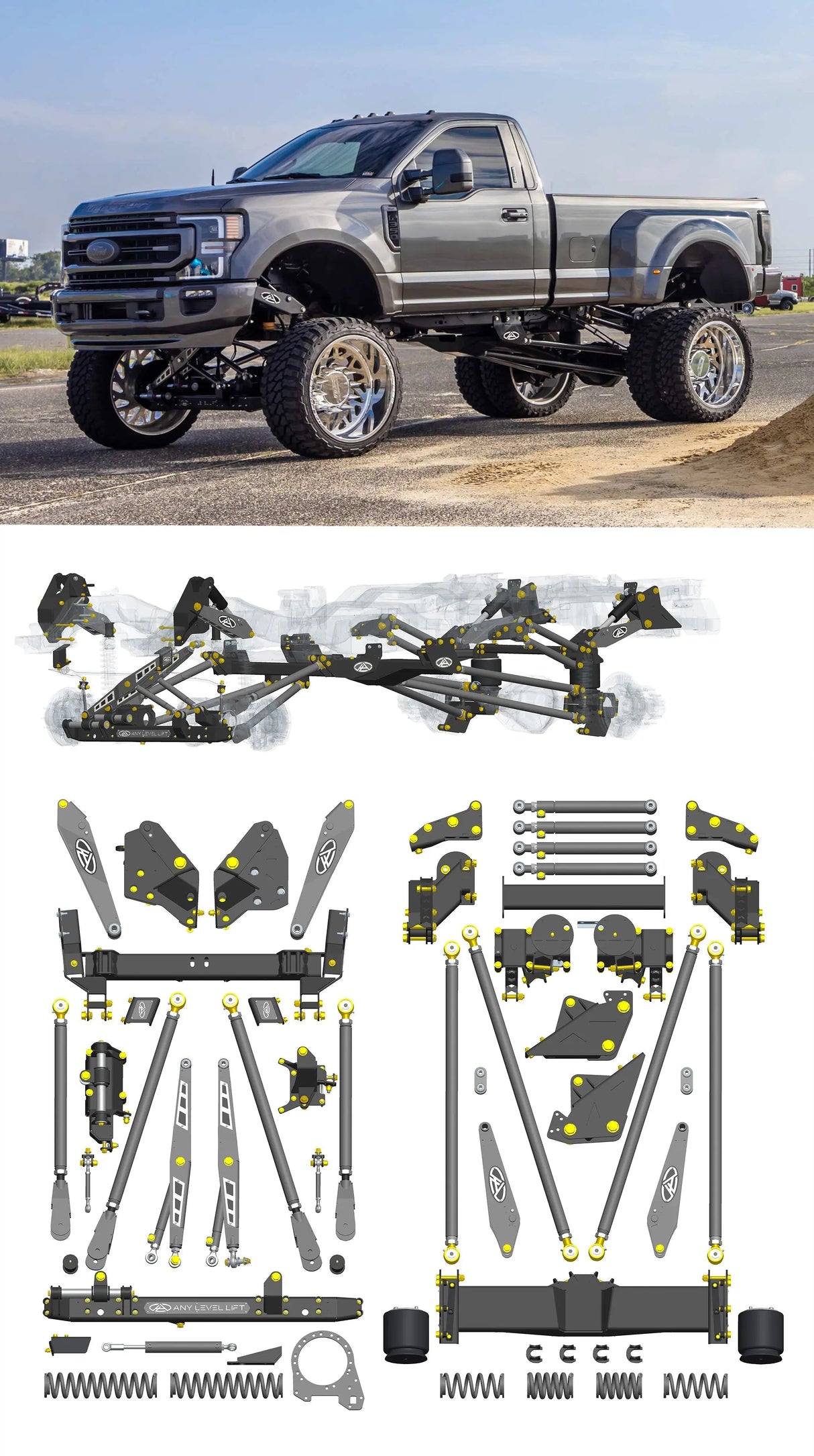 Any Level Lift - Base System, 0"-13": F-350 Dual Rear Wheel (2017-2022) Any Level Lift