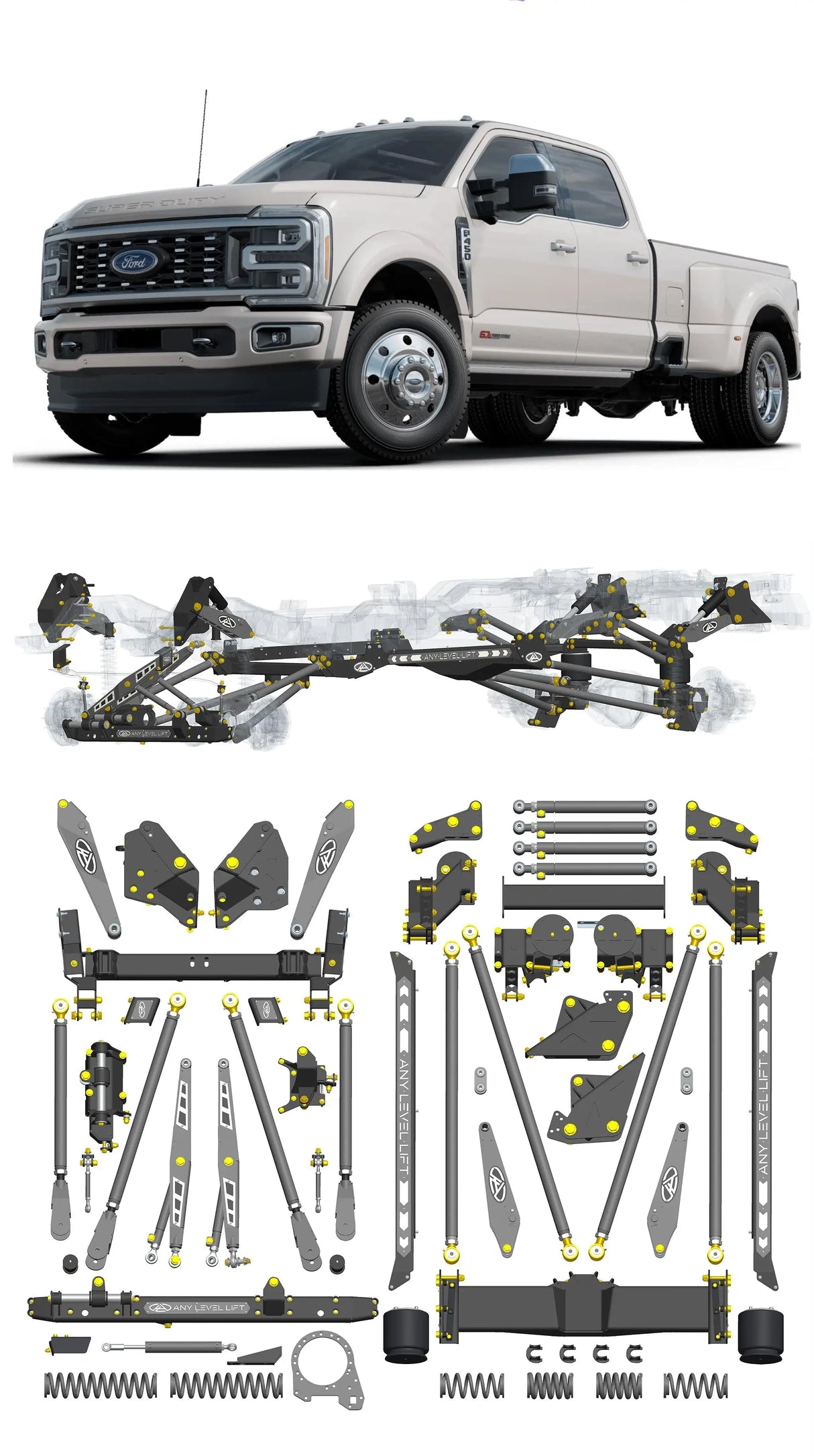 Any Level Lift - Base System, 0"-13": F-450 Dual Rear Wheel (2023+) WHOLESALE Any Level Lift