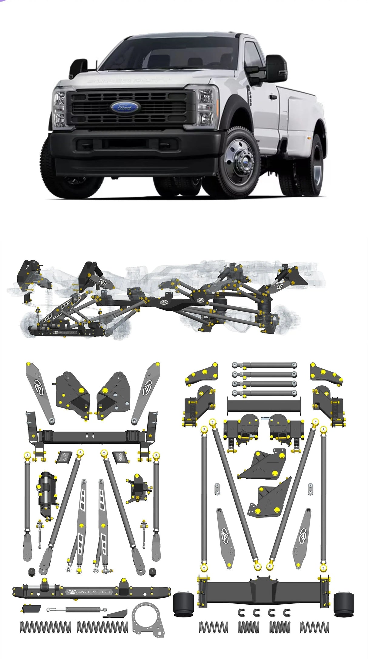 Any Level Lift - Base System, 0"-13": F-450 Dual Rear Wheel (2023+) WHOLESALE Any Level Lift
