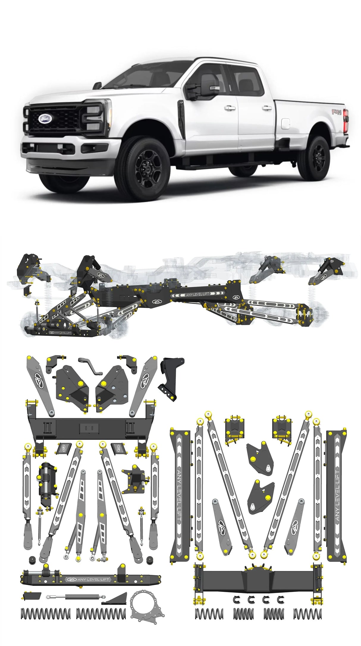 Any Level Lift - Base System, 4"-17": F-250/F-350, Single Rear Wheel (2023+) Any Level Lift