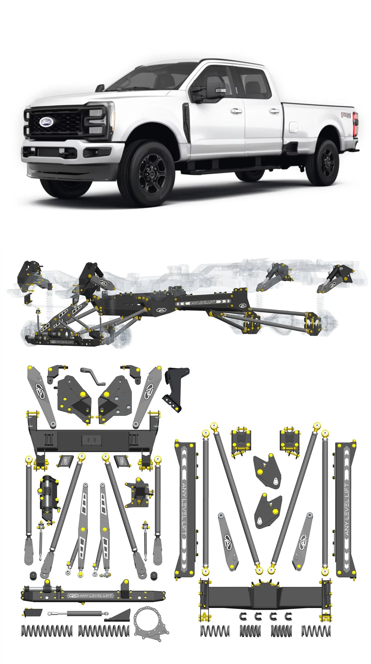 Any Level Lift - Base System, 4"-17": F-250/F-350, Single Rear Wheel (2023+) WHOLESALE Any Level Lift