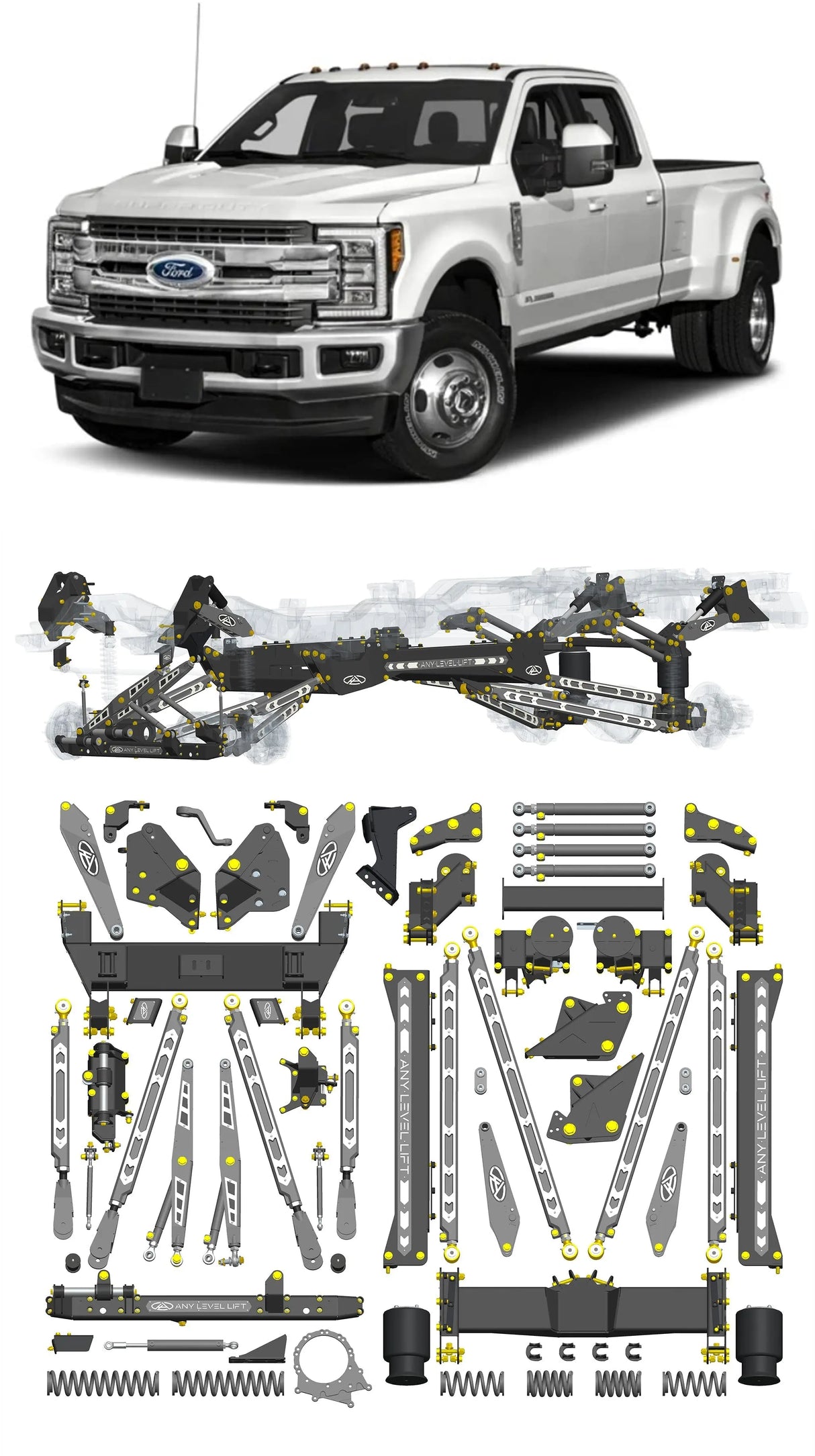 Any Level Lift - Base System, 4"-17": F-350 Dual Rear Wheel (2017-2022) WHOLESALE Any Level Lift
