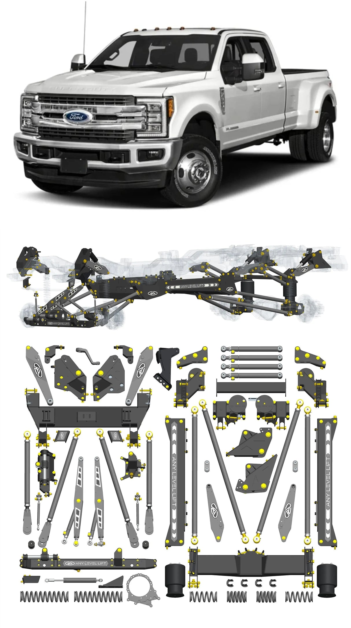 Any Level Lift - Base System, 4"-17": F-350 Dual Rear Wheel (2017-2022) Any Level Lift