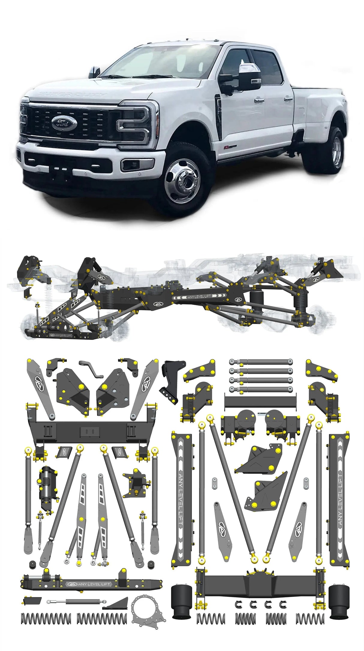 Any Level Lift - Base System, 4"-17": F-350 Dual Rear Wheel (2023+) WHOLESALE Any Level Lift