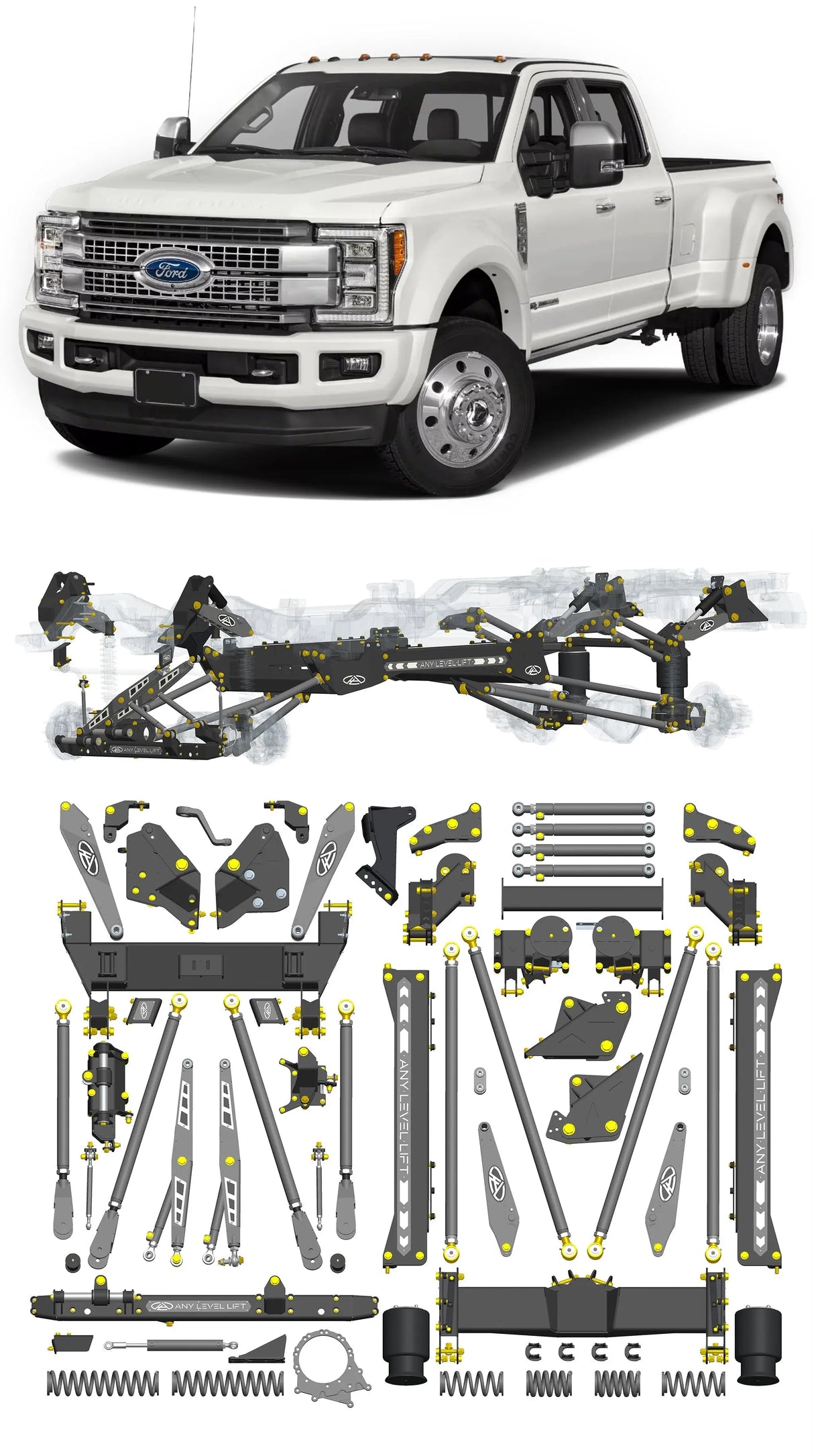 Any Level Lift - Base System, 4"-17": F-450 Dual Rear Wheel (2017-2018) WHOLESALE Any Level Lift