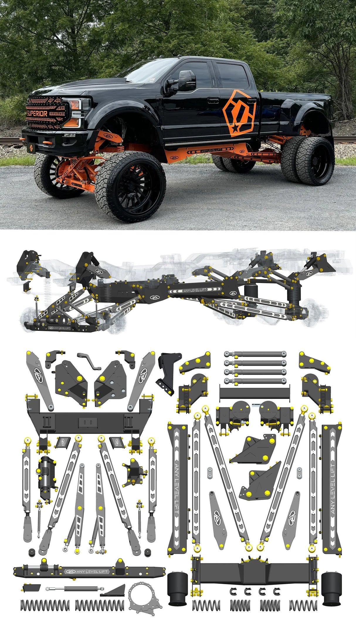 Any Level Lift - Base System, 4"-17": F-450 Dual Rear Wheel (2019-2022) WHOLESALE Any Level Lift