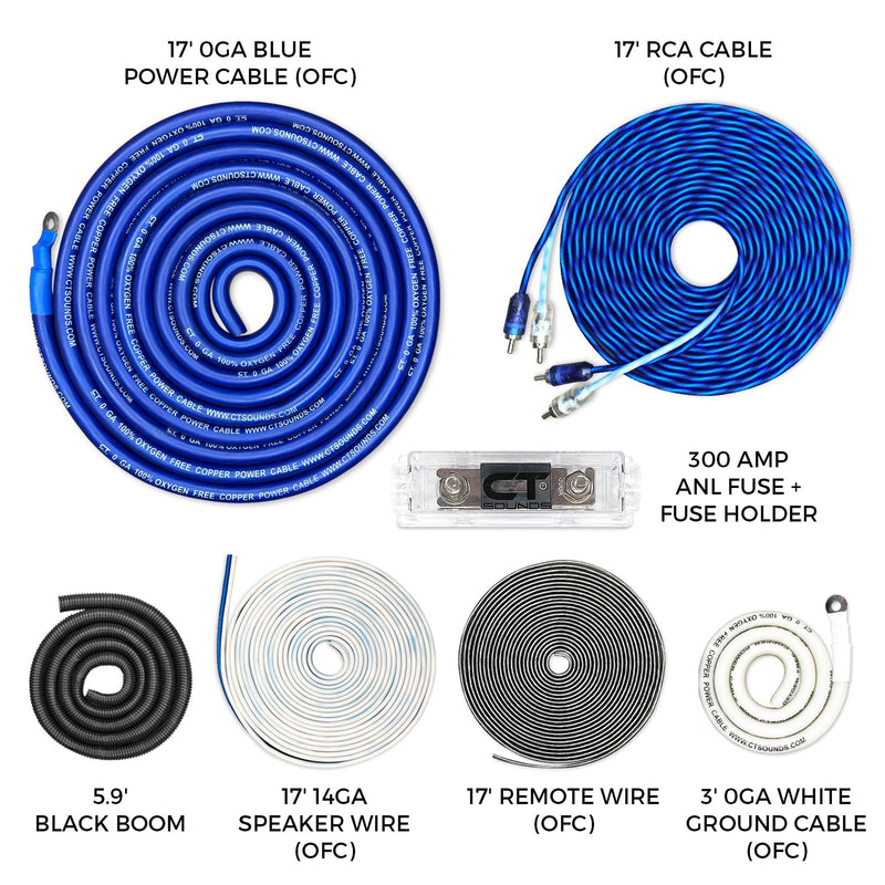 AMPKIT-0GA-ELITE // 0 Gauge 3500 Watt Amp Wiring Kit (OFC) CT Sounds