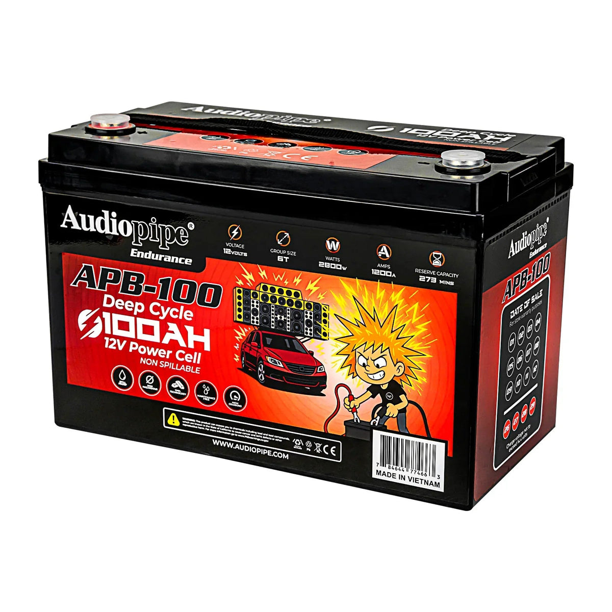 Audiopipe APB-100 Deep Cycle 100AH 12V Power Cell Battery Audiopipe