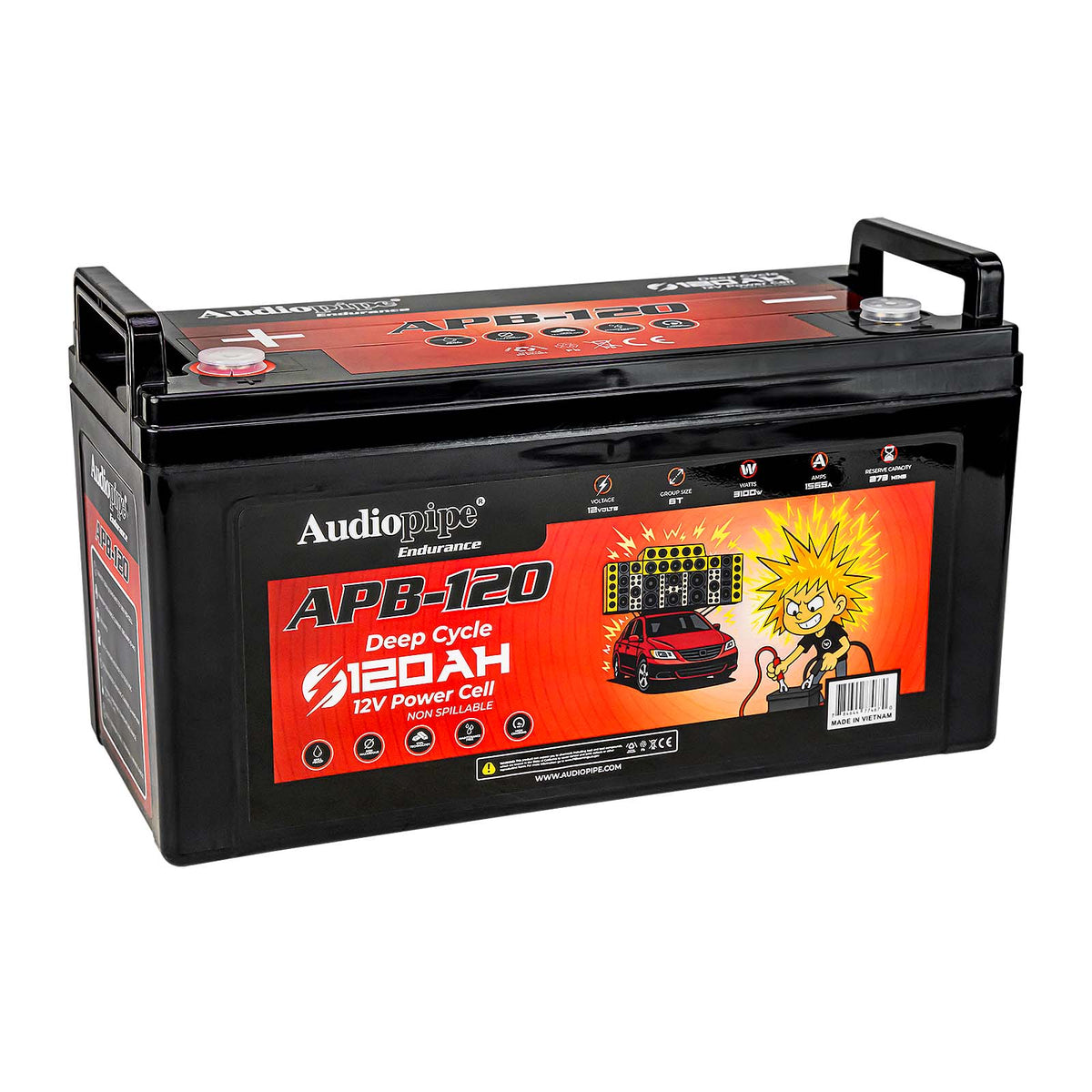 Audiopipe APB-120 Deep Cycle 120AH 12V  Power Cell Battery Audiopipe