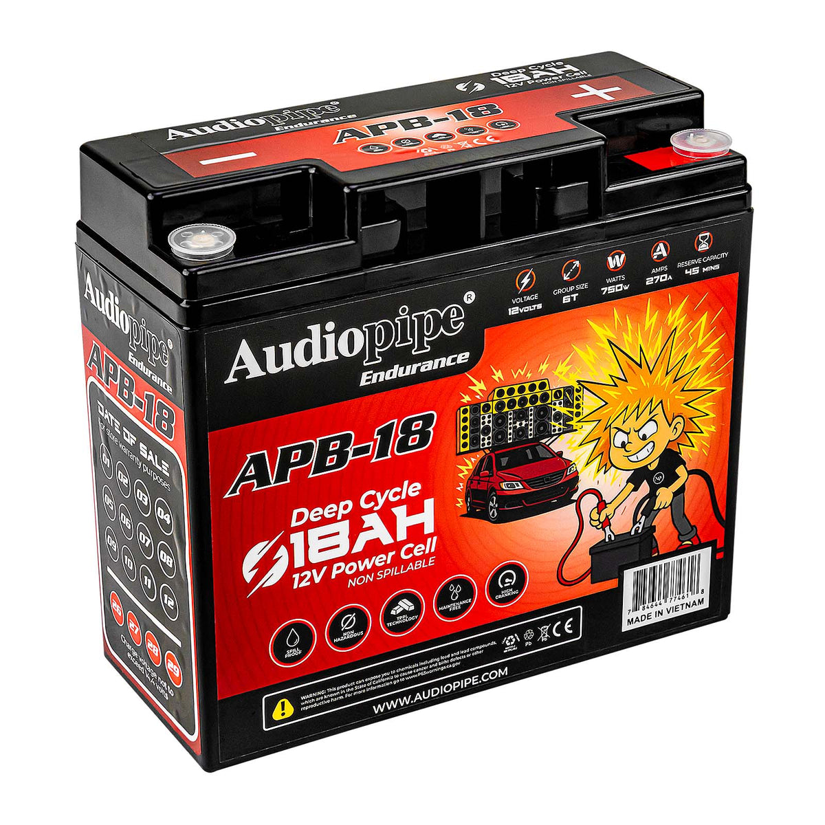 Audiopipe APB-18 Deep Cycle 18AH 12V Power Cell Battery Audiopipe