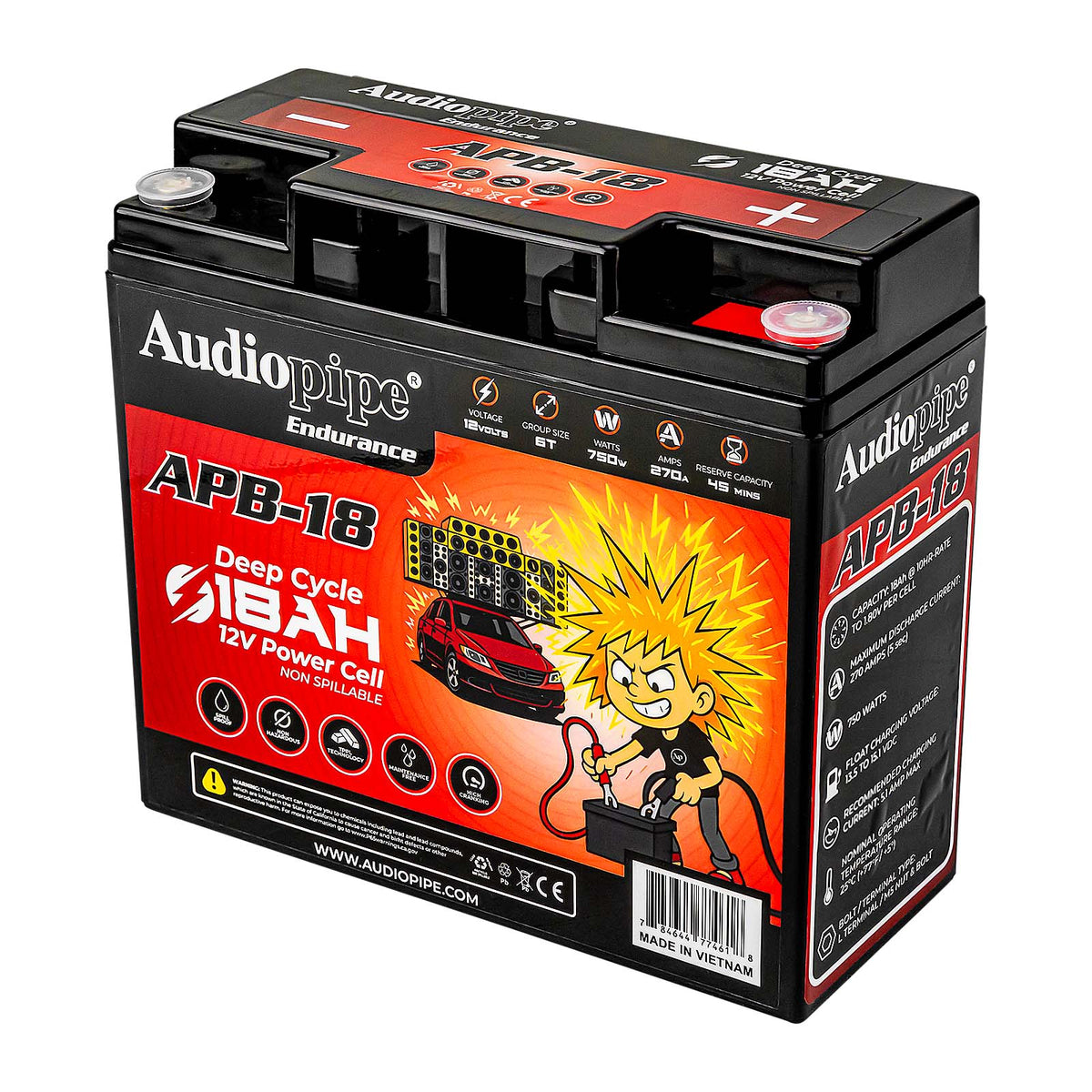 Audiopipe APB-18 Deep Cycle 18AH 12V Power Cell Battery Audiopipe