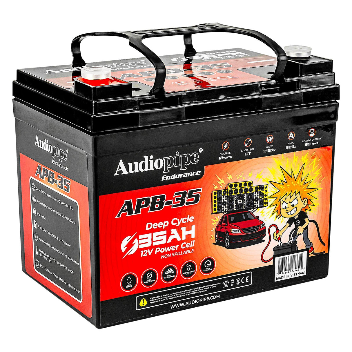 Deep Cycle 35AH 12V Power Cell (APB-35) Audiopipe