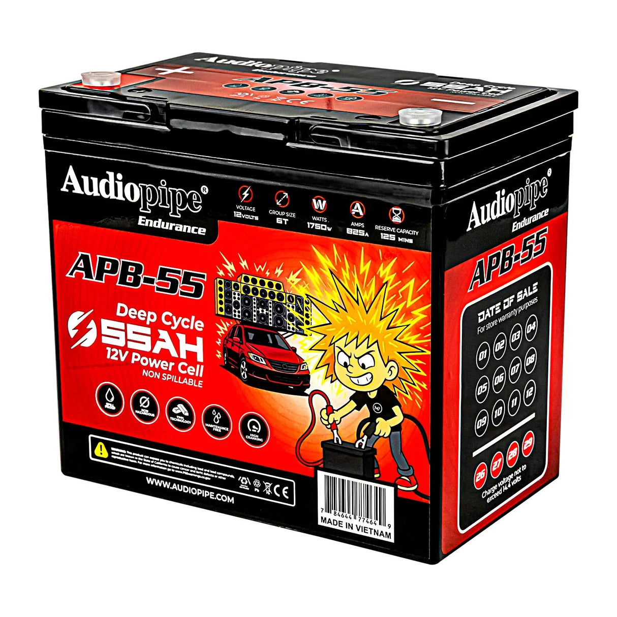 Audiopipe APB-55 Deep Cycle 55AH 12V Power Cell Battery Audiopipe