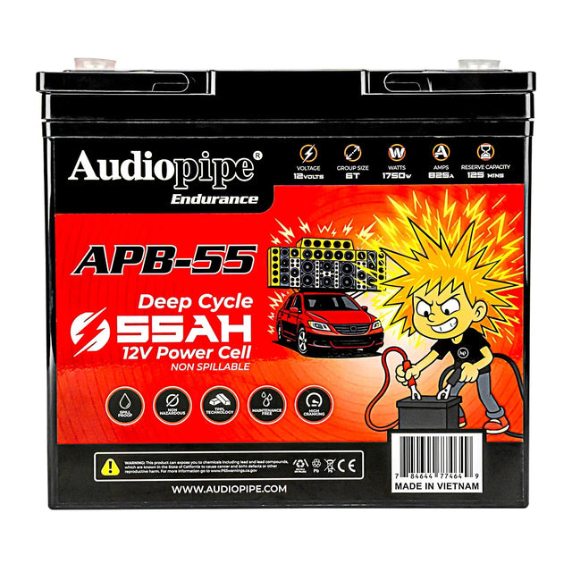 Audiopipe APB-55 Deep Cycle 55AH 12V Power Cell Battery Audiopipe