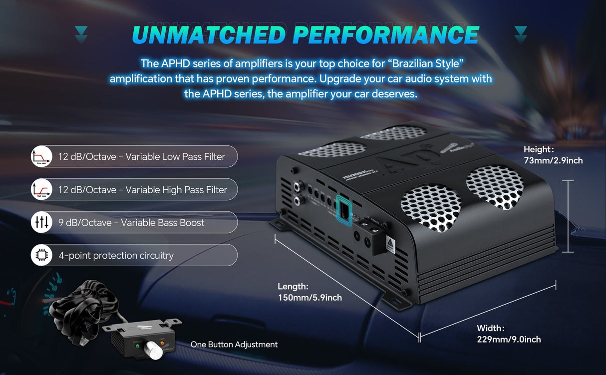 1500 Watts Full Range Class D Mosfet Amplifier (APHF-1500D-H1) Audiopipe