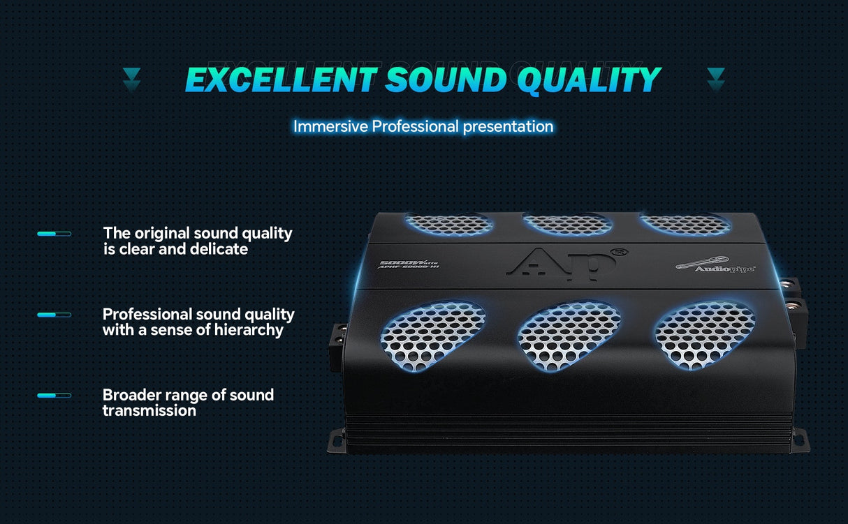 5000 Watts Full Range Class D Mosfet Amplifier (APHF-5000D-H2) Audiopipe