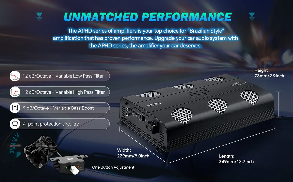 Audiopipe APHF-8000D-H2 | 8000 Watts Full Range Monoblock Amplifier 2-Ohm Audiopipe