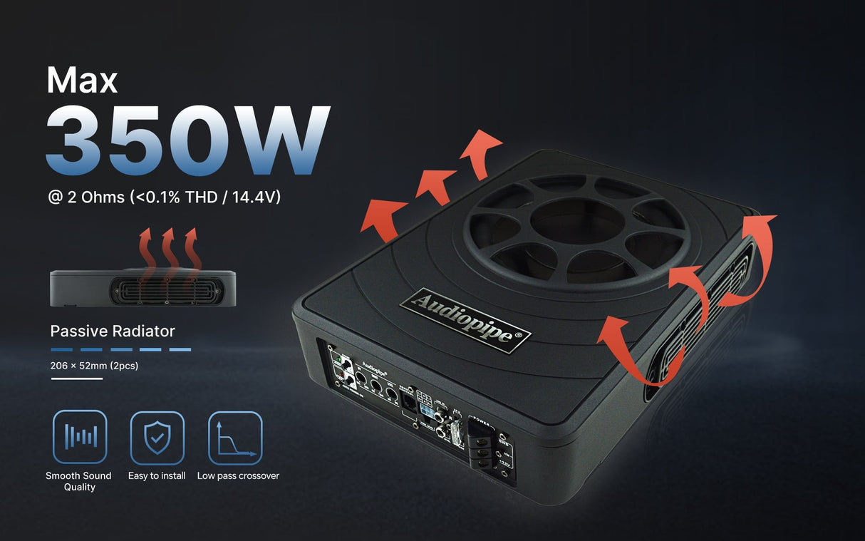 8" Low Profile Amplified Subwoofer (APLP-8300) Audiopipe