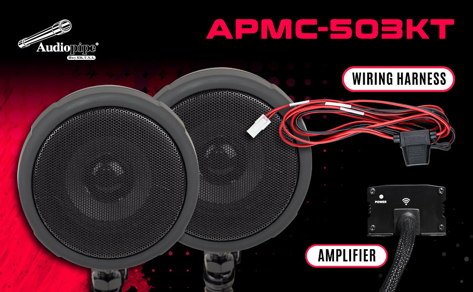3” Motorcycle Amplified Speaker System (APMC-503KT) Audiopipe