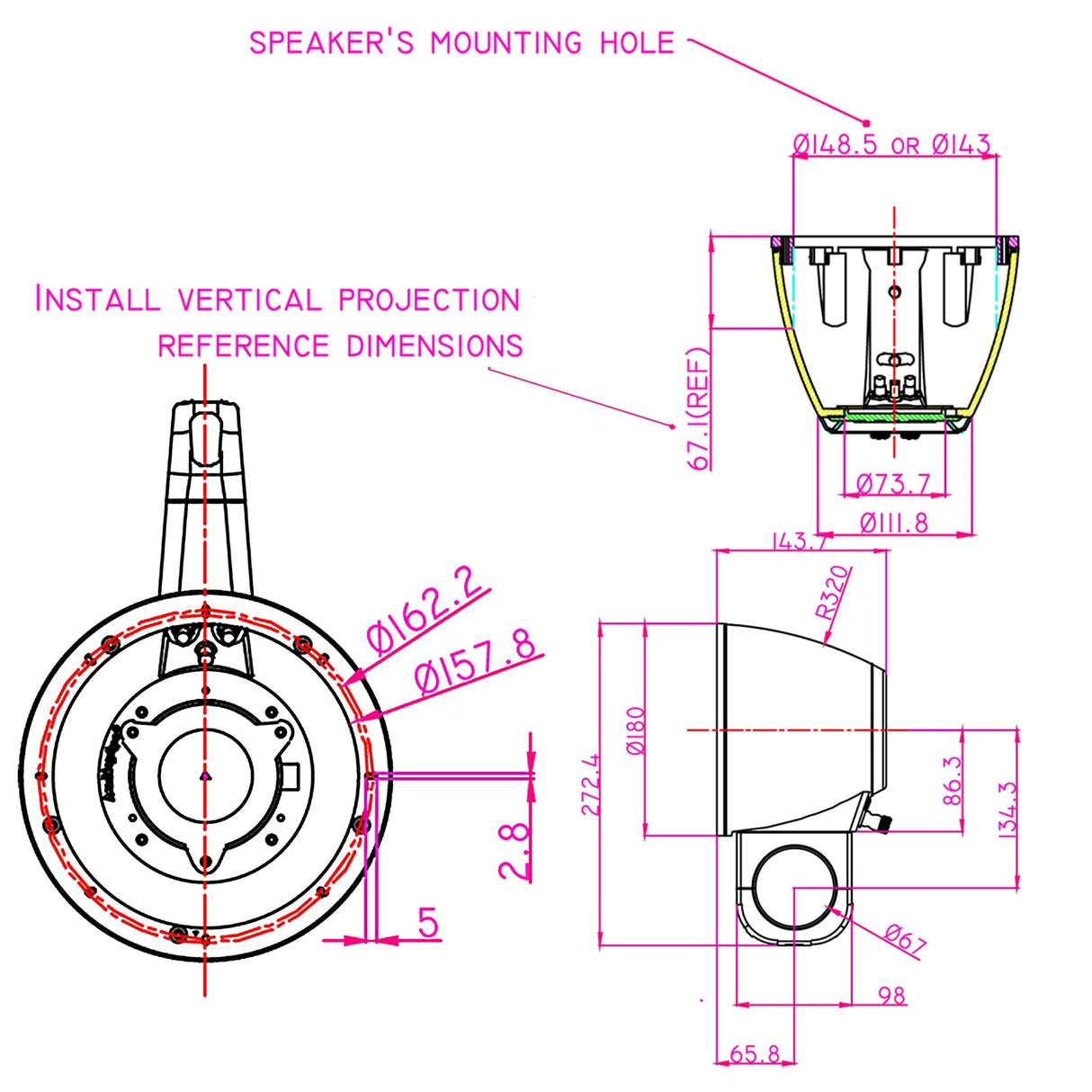 6" Short Pod Weather Resistant Tower Enclosures (APMP-6002SP) Audiopipe