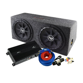 Audiopipe APSB-12212PX (2) 12" Bass Package w/ Amp & Wires Audiopipe