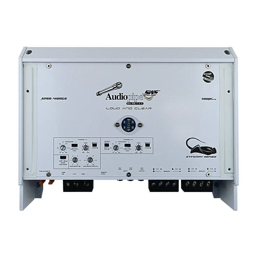 Audiopipe APSR-4120GS 780W 4-Channel Class D Marine Amplifier