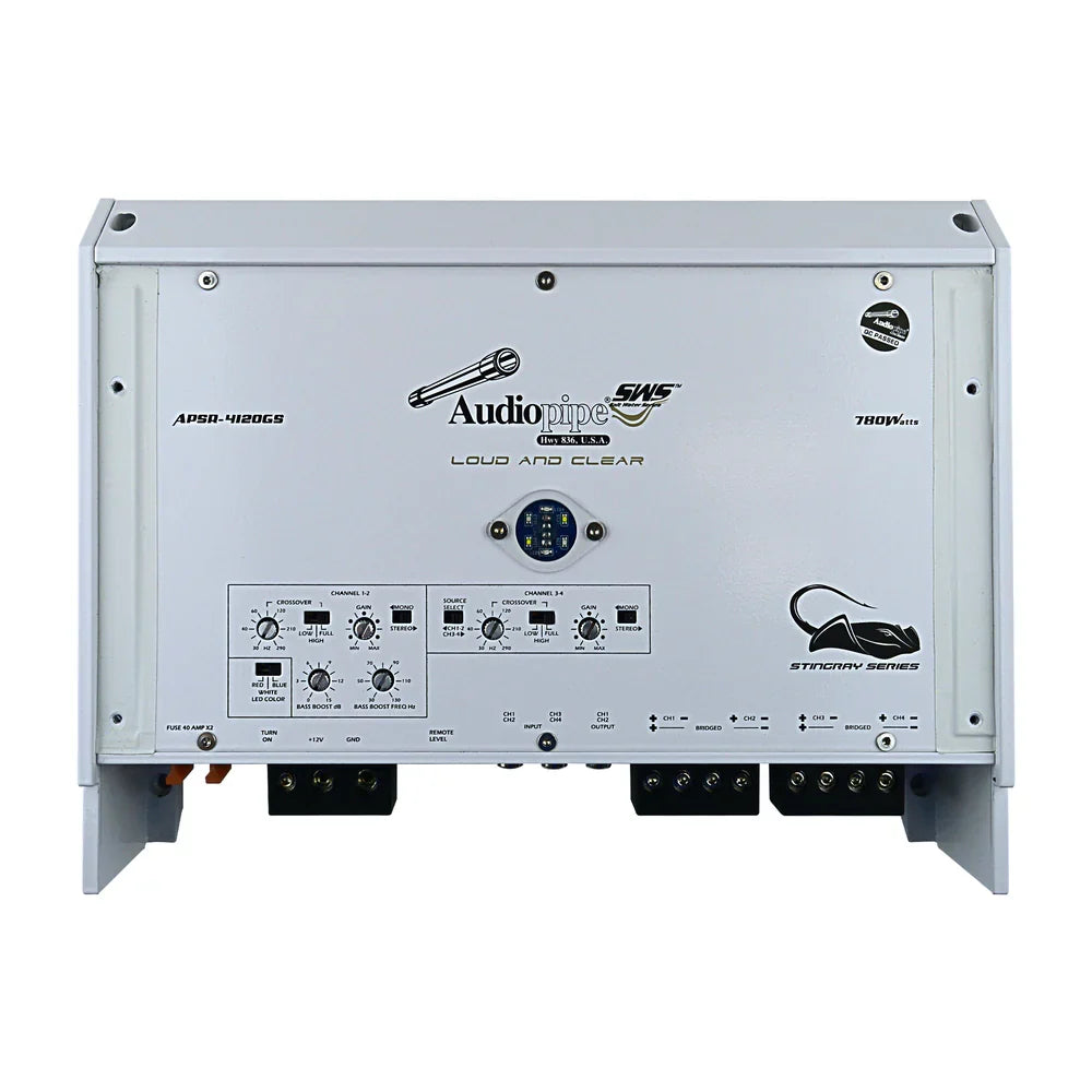 Audiopipe APSR-4120GS 780W 4-Channel Class D Marine Amplifier Audiopipe