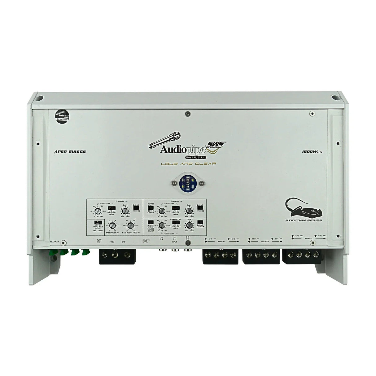 Audiopipe APSR-6185GS-3000W 6-Channel Class D Marine Amplifier Audiopipe