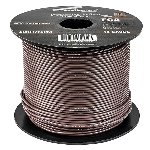 500Ft 18 Gauge Primary Wire (APV-18-500 BRN) Audiopipe