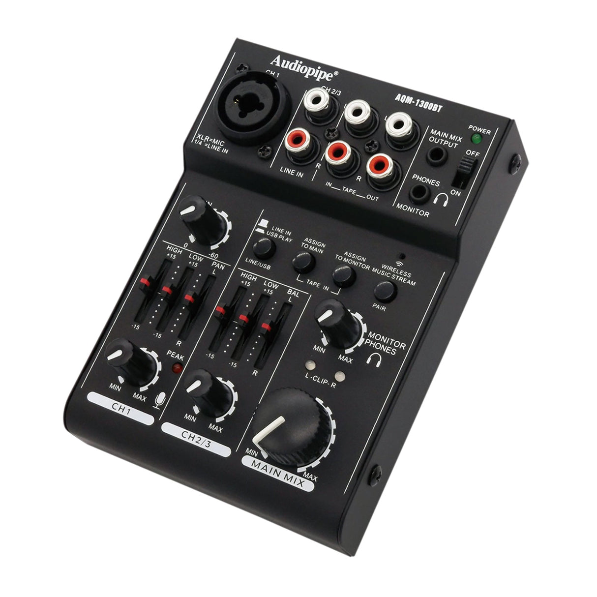 3 Channel Streaming Audio Mixer (AQM-1300BT) Audiopipe