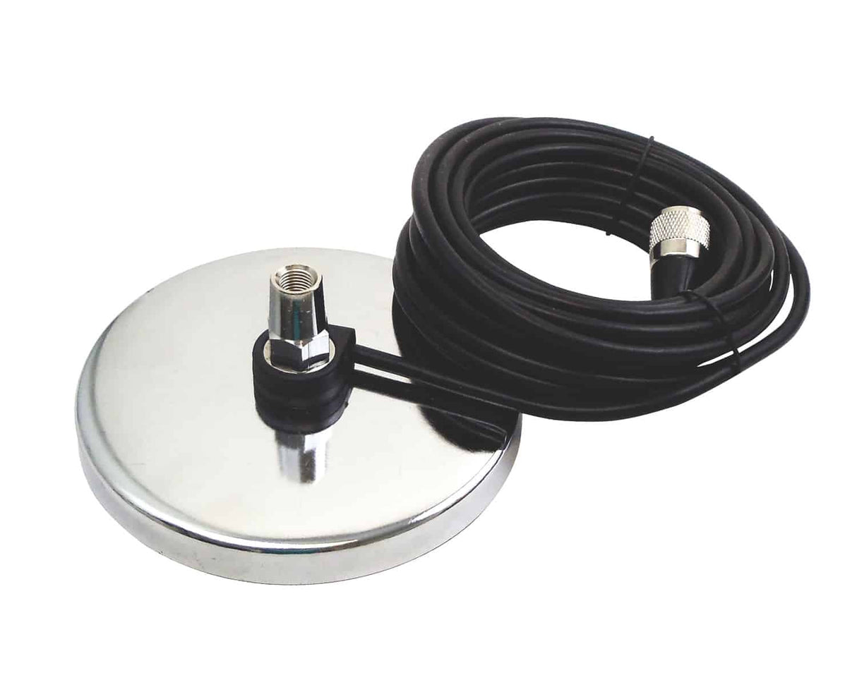 Accessories Unlimited 5" Chrome Magnetic Antenna Mount with Coax AUMAG5 Accesories Unlimited