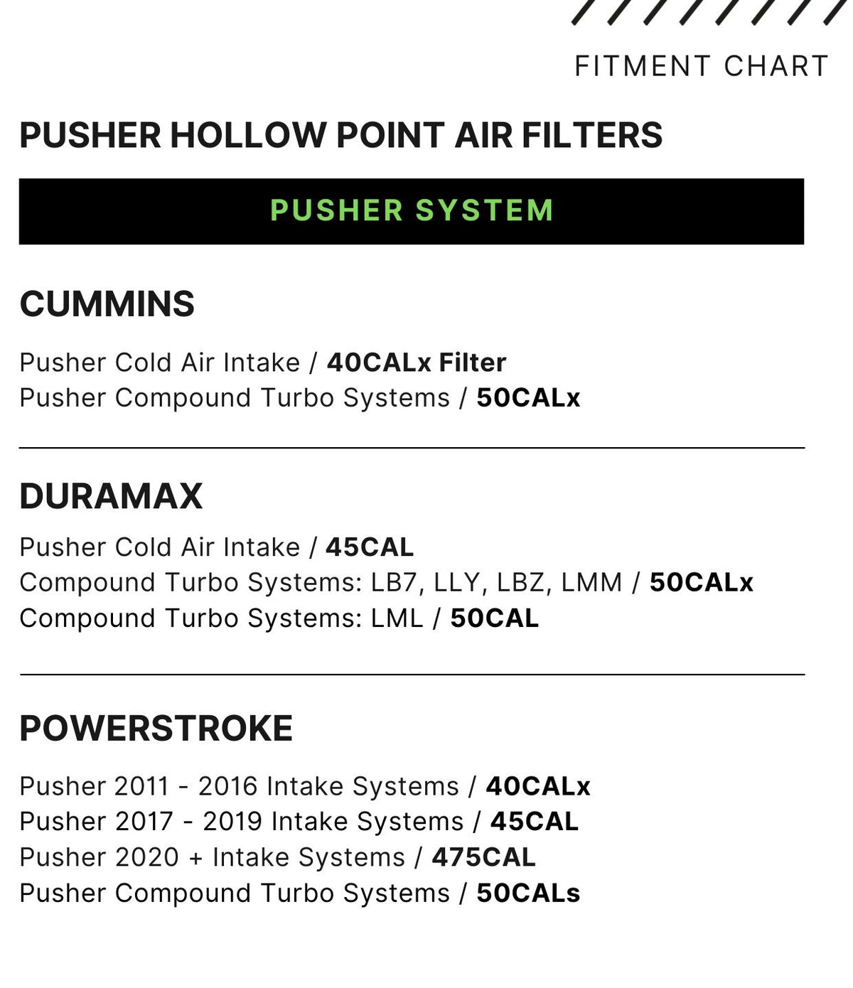 Pusher Hollow Point Air Filter