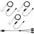 LED Camping Light Bulb with USB Splitter Cable 1 to 3, 8.2ft Extra Length Cord, 3 Pieces TekShack