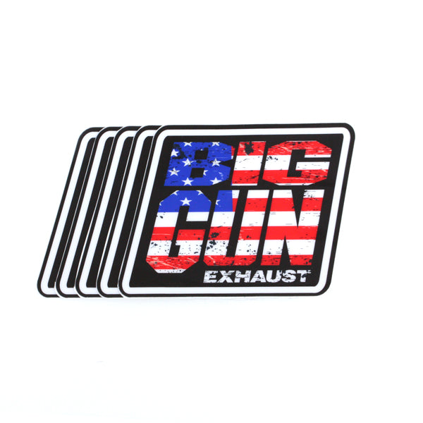 Gear - American Flag Big Gun Exhaust Logo Decal - 5 Pack (4.25" x 4.25")