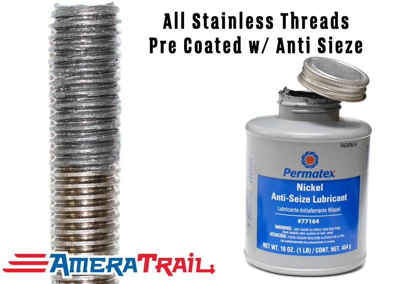 Stainless Steel U Bolt 2 1/8" x 1 5/8" x 3/8" w/ 2 Washers and Lock Nuts- Pre-Anti Seized