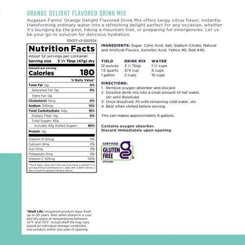 Augason Farms Orange Delight Naturally & Artificially Flavored Drink Mix #10 Can TekShack