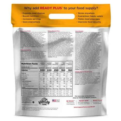 Augason Farms READY PLUS Lunch & Dinner Emergency Food Supply in a Bag TekShack