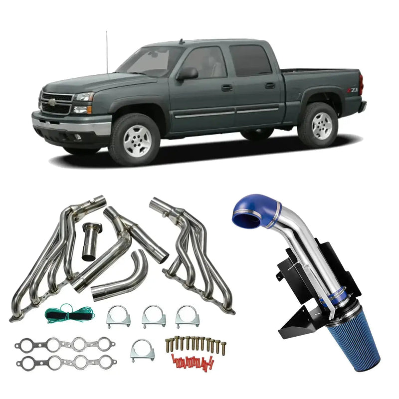 Cold Air Intake + Headers Kit for 1999–2006 Chevy Silverado/Avalanche 1500 4.8L 5.3L 6.0L 2WD Flashark