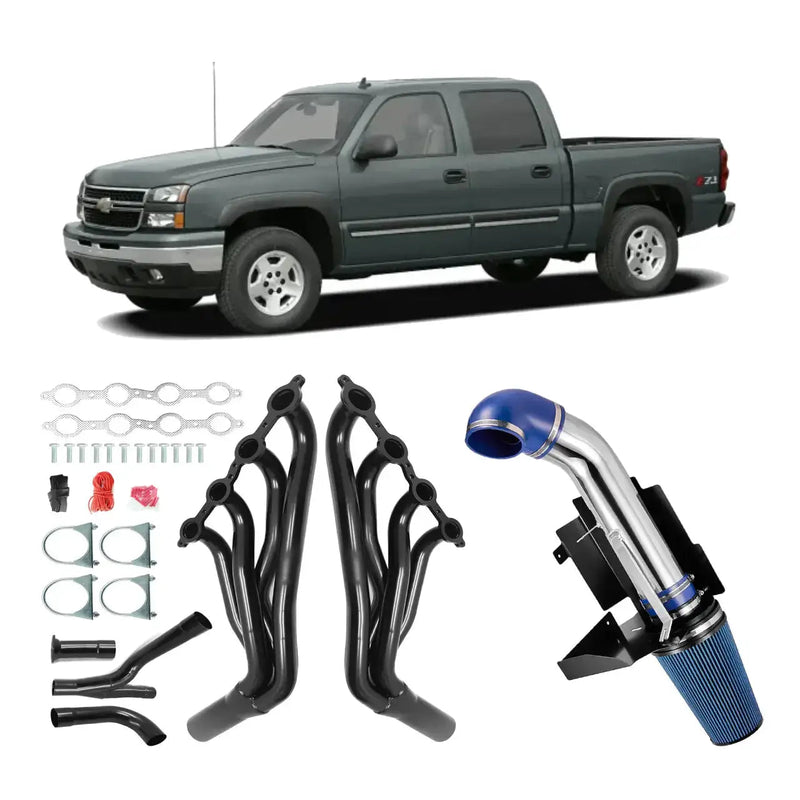 Cold Air Intake + Headers Kit for 1999–2006 Chevy Silverado/Avalanche 1500 4.8L 5.3L 6.0L 2WD Flashark
