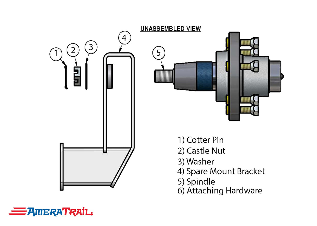 5 Lug Spare Vortex Hub & Spindle Mount - Stainless Steel Hardware Included - Available w/ Stainless Lug Nuts